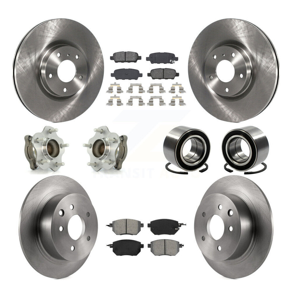 Front Rear Wheel Hub Bearings Assembly Disc Brake Rotors And Semi-Metallic Pads Kit (10Pc) For Nissan Altima Maxima KBB-106628