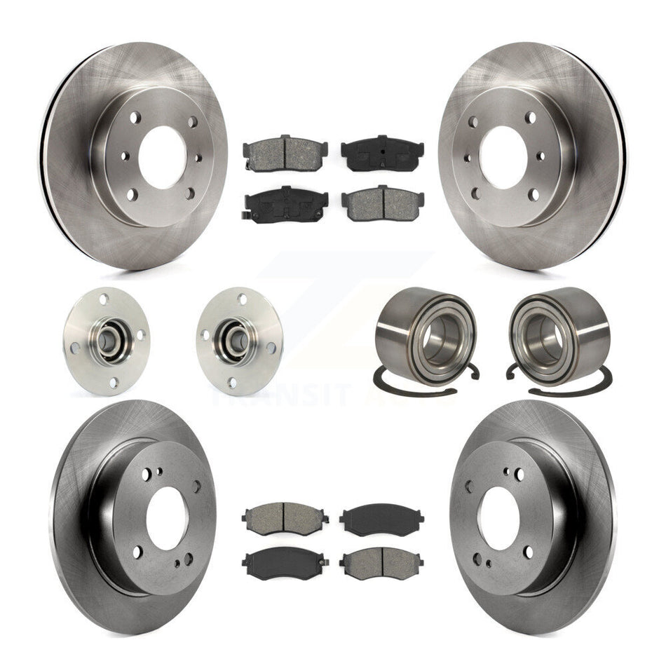 Front Rear Wheel Hub Bearings Assembly Disc Brake Rotors And Semi-Metallic Pads Kit (10Pc) For Nissan Sentra 1.8L KBB-106629