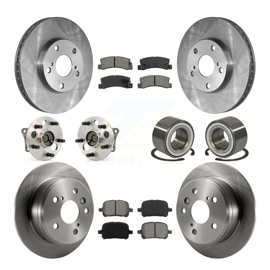 Front Rear Wheel Hub Bearings Assembly Disc Brake Rotors And Semi-Metallic Pads Kit (10Pc) For Toyota Camry Solara KBB-106633