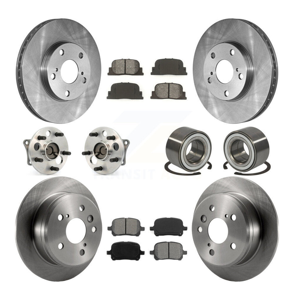 Front Rear Wheel Hub Bearings Assembly Disc Brake Rotors And Semi-Metallic Pads Kit (10Pc) For 2000-2001 Toyota Camry 3.0L with 4-Wheel ABS Vehicles Manufactured In Japan KBB-106635
