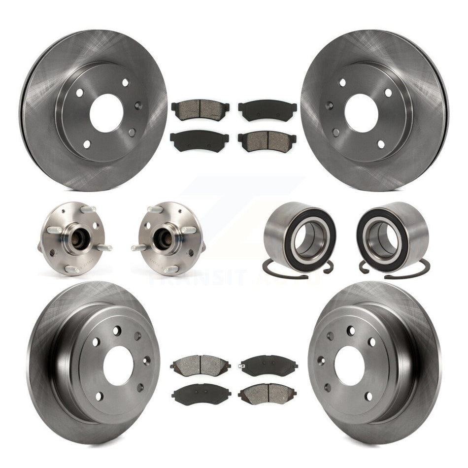Front Rear Wheel Hub Bearings Assembly Disc Brake Rotors And Semi-Metallic Pads Kit (10Pc) For Suzuki Reno Chevrolet Optra Non-ABS KBB-106643