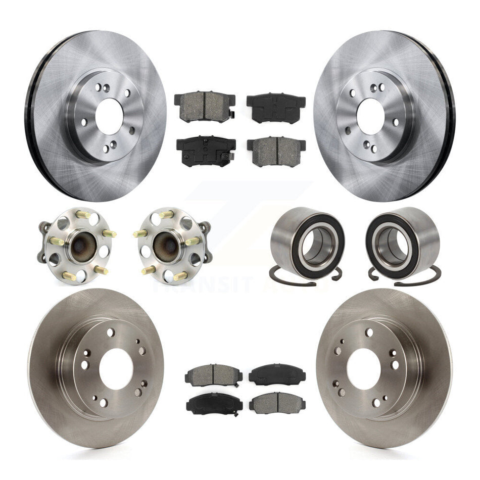 Front Rear Wheel Hub Bearings Assembly Disc Brake Rotors And Semi-Metallic Pads Kit (10Pc) For 2004-2008 Acura TSX KBB-106653