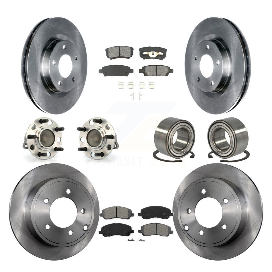 Front Rear Wheel Hub Bearings Assembly Disc Brake Rotors And Semi-Metallic Pads Kit (10Pc) For Jeep Patriot Compass Dodge Caliber KBB-106661