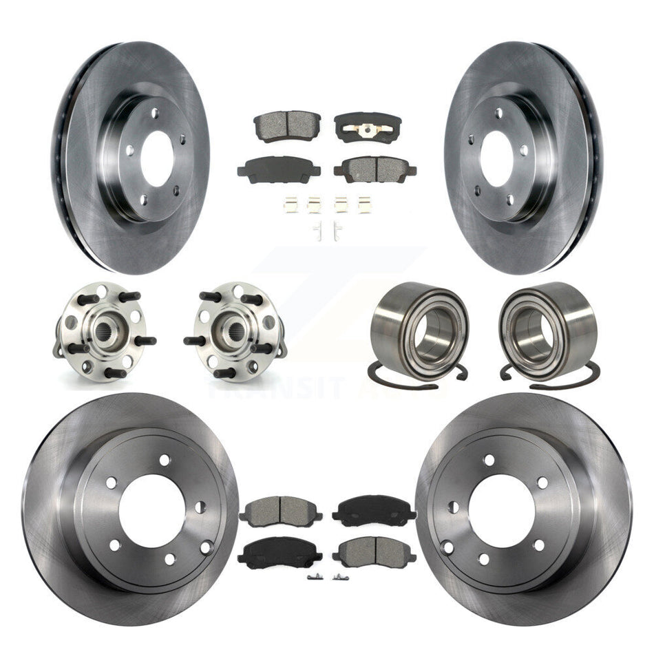 Front Rear Wheel Hub Bearings Assembly Disc Brake Rotors And Semi-Metallic Pads Kit (10Pc) For Jeep Patriot Compass Dodge Caliber KBB-106664