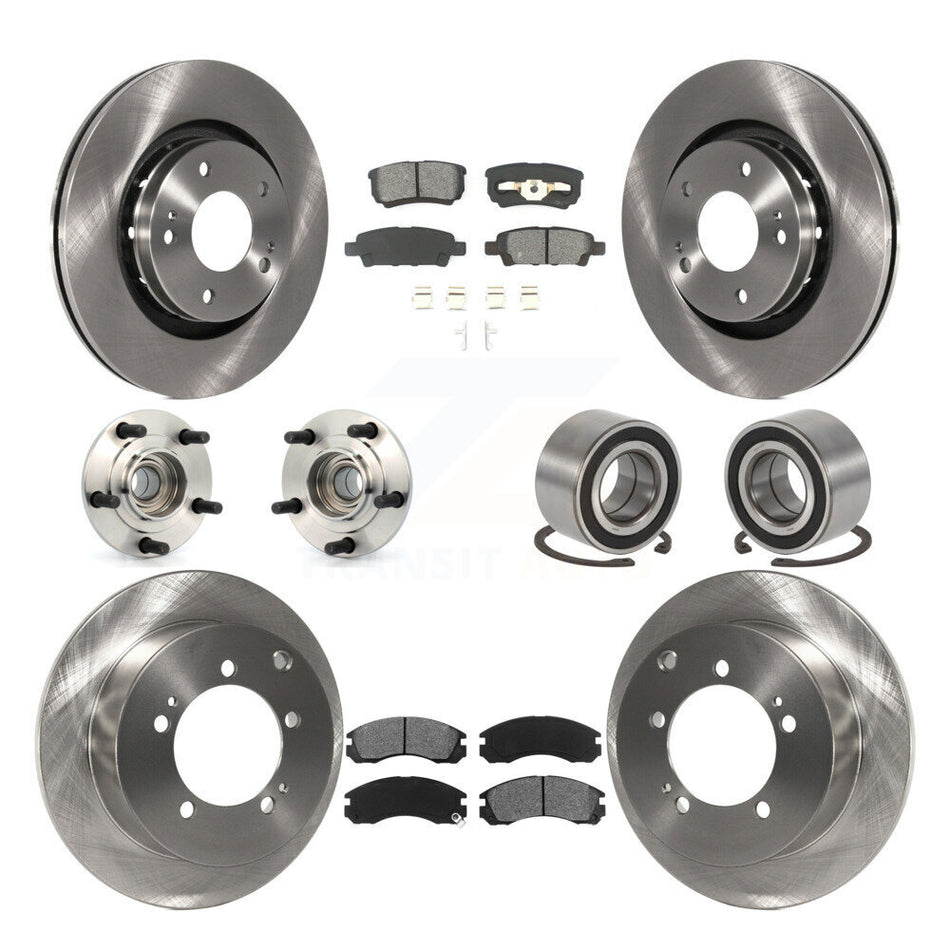 Front Rear Wheel Hub Bearings Assembly Disc Brake Rotors And Semi-Metallic Pads Kit (10Pc) For 2005-2006 Mitsubishi Outlander FWD KBB-106667