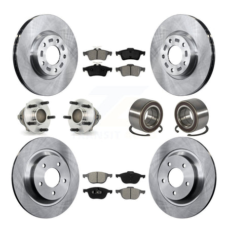 Front Rear Hub Bearings Disc Brake Rotors And Semi-Metallic Pads Kit (10Pc) For Mazda 5 KBB-106682