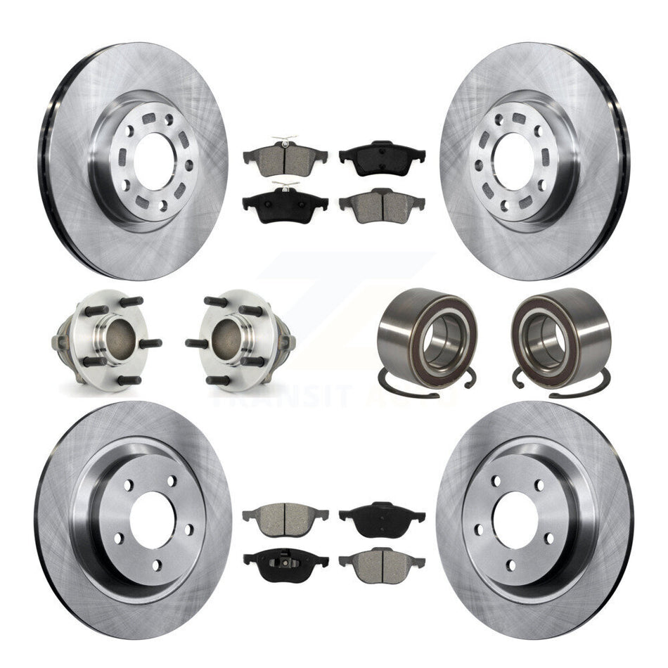 Front Rear Hub Bearings Disc Brake Rotors And Semi-Metallic Pads Kit (10Pc) For Mazda 5 KBB-106682