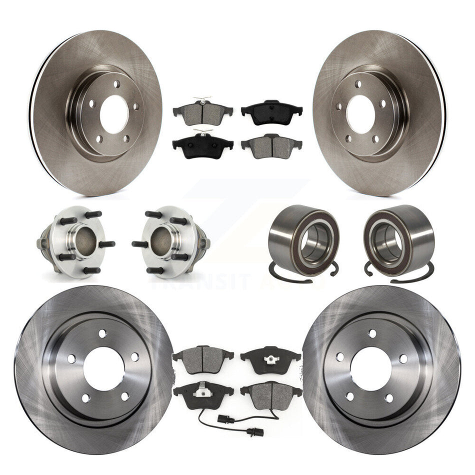 Front Rear Wheel Hub Bearings Assembly Disc Brake Rotors And Semi-Metallic Pads Kit (10Pc) For Mazda 3 KBB-106686