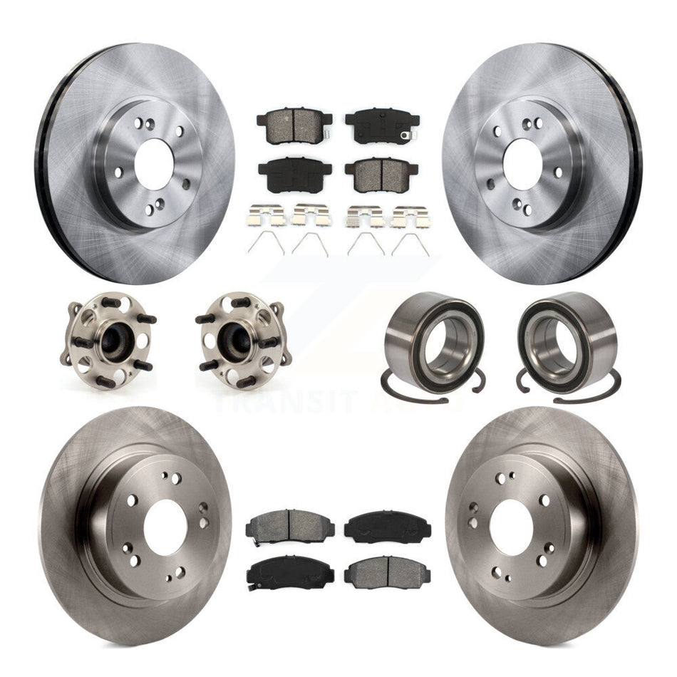 Front Rear Wheel Hub Bearings Assembly Disc Brake Rotors And Semi-Metallic Pads Kit (10Pc) For Honda Accord Acura TSX KBB-106693
