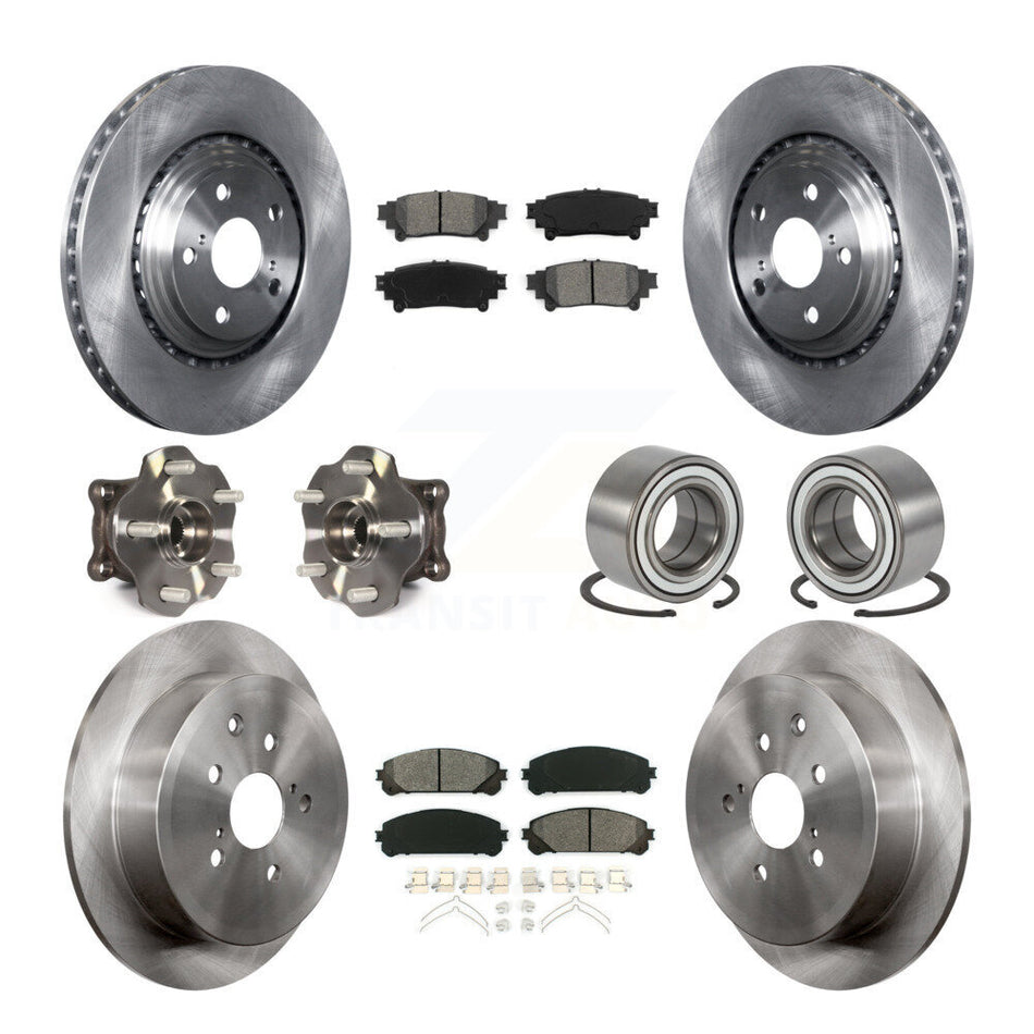 Front Rear Wheel Hub Bearings Assembly Disc Brake Rotors And Semi-Metallic Pads Kit (10Pc) For Lexus RX350 Toyota Highlander RX450h KBB-106697
