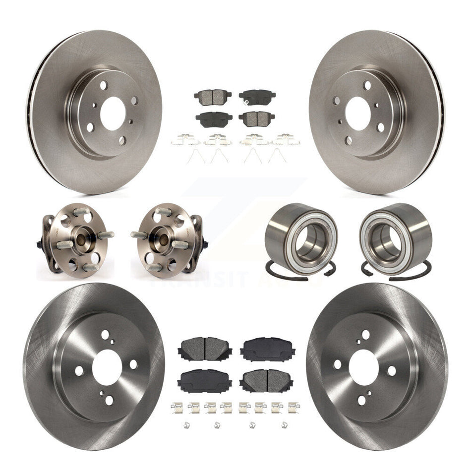 Front Rear Wheel Hub Bearings Assembly Disc Brake Rotors And Semi-Metallic Pads Kit (10Pc) For Toyota Yaris Japan Production Identified By 1st Digit Of VIN J KBB-106699