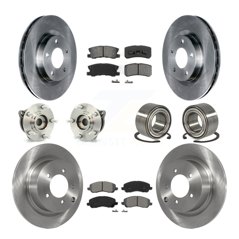Front Rear Wheel Hub Bearings Assembly Disc Brake Rotors And Semi-Metallic Pads Kit (10Pc) For Mitsubishi Outlander Sport KBB-106707