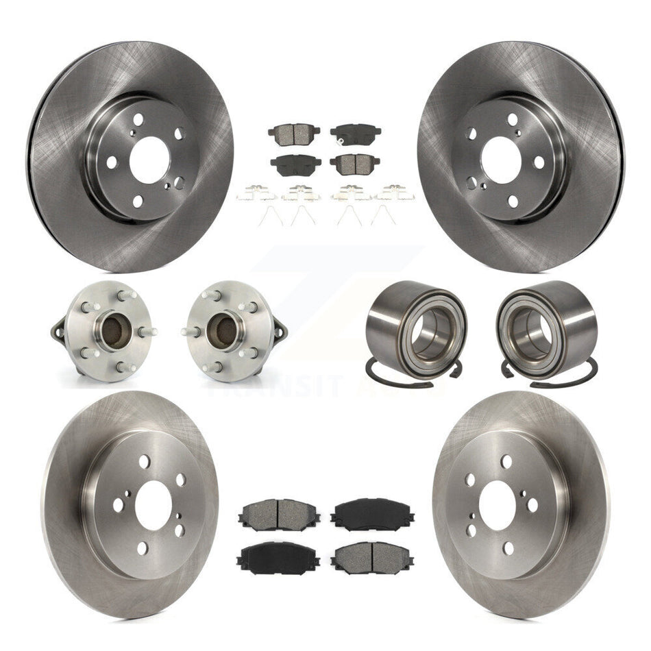 Front Rear Wheel Hub Bearings Assembly Disc Brake Rotors And Semi-Metallic Pads Kit (10Pc) For Toyota Corolla Matrix Pontiac Vibe KBB-106717