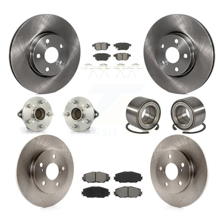 Front Rear Hub Bearings Assembly Disc Brake Rotors And Pads Kit (10Pc) For Toyota Matrix KBB-106718