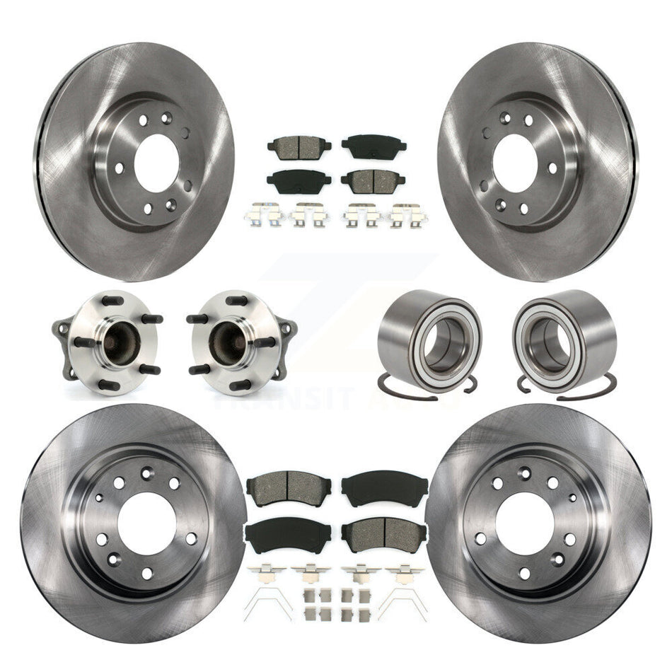 Front Rear Wheel Hub Bearings Assembly Disc Brake Rotors And Semi-Metallic Pads Kit (10Pc) For 2009-2013 Mazda 6 3.7L KBB-106725
