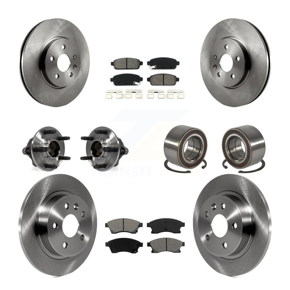 Front Rear Wheel Hub Bearings Assembly Disc Brake Rotors And Semi-Metallic Pads Kit (10Pc) For Chevrolet Sonic Buick Encore Trax KBB-106775