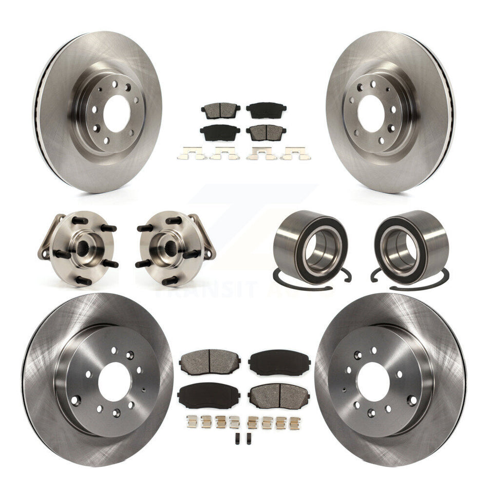 Front Rear Wheel Hub Bearings Assembly Disc Brake Rotors And Semi-Metallic Pads Kit (10Pc) For 2007-2015 Mazda CX-9 AWD KBB-106778