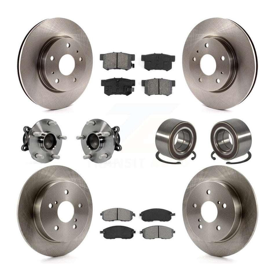 Front Rear Wheel Hub Bearings Assembly Disc Brake Rotors And Semi-Metallic Pads Kit (10Pc) For 2008-2013 Suzuki SX4 FWD KBB-106793