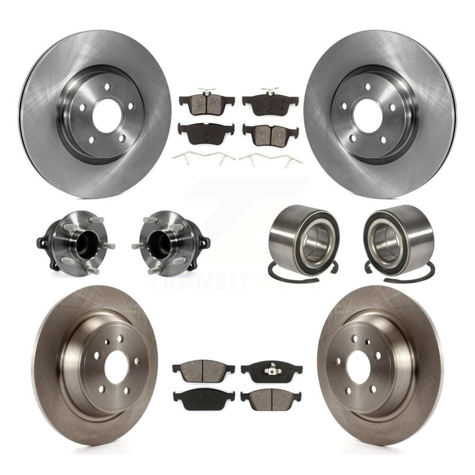 Front Rear Wheel Hub Bearings Assembly Disc Brake Rotors And Semi-Metallic Pads Kit (10Pc) For Ford Escape Lincoln MKC KBB-106801