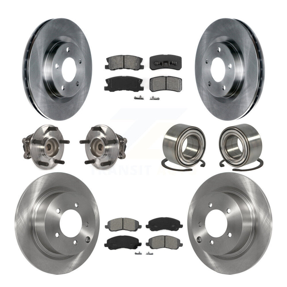 Front Rear Wheel Hub Bearings Assembly Disc Brake Rotors And Semi-Metallic Pads Kit (10Pc) For Mitsubishi Outlander RVR KBB-106825