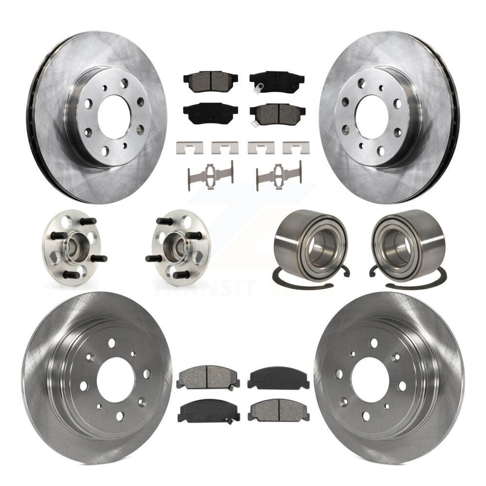 Front Rear Wheel Hub Bearings Assembly Disc Brake Rotors And Semi-Metallic Pads Kit (10Pc) For 1994 Honda Civic del Sol S with Drum rear brakes KBB-106834