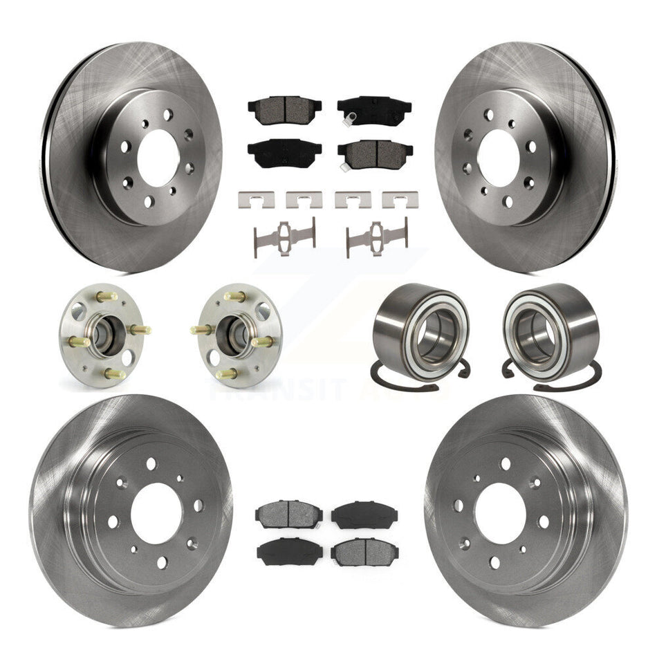 Front Rear Wheel Hub Bearings Assembly Disc Brake Rotors And Semi-Metallic Pads Kit (10Pc) For Acura Integra Honda Civic KBB-106839