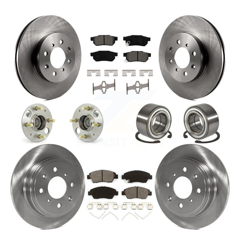 Front Rear Wheel Hub Bearings Assembly Disc Brake Rotors And Semi-Metallic Pads Kit (10Pc) For Honda Civic del Sol KBB-106840