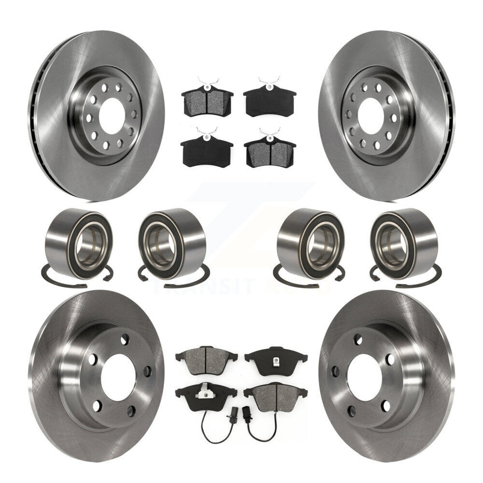 Front Rear Wheel Bearings Disc Brake Rotors And Semi-Metallic Pads Kit (10Pc) For Audi Allroad Quattro With Single Piston Caliper KBB-106855