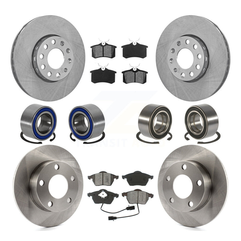 Front Rear Wheel Bearings Disc Brake Rotors And Semi-Metallic Pads Kit (10Pc) For Volkswagen Passat AWD with 2.8L KBB-106861