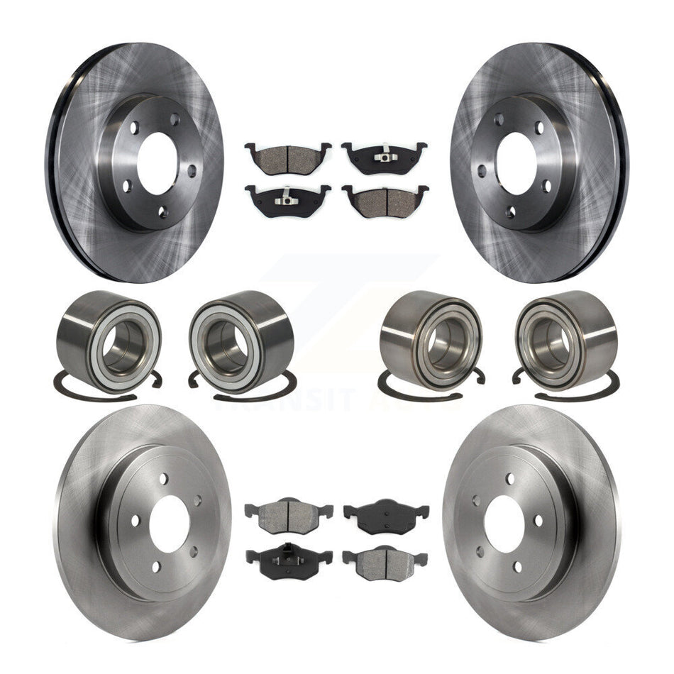 Front Rear Wheel Bearings Disc Brake Rotors And Semi-Metallic Pads Kit (10Pc) For Ford Escape Mazda Tribute Mercury Mariner KBB-106864