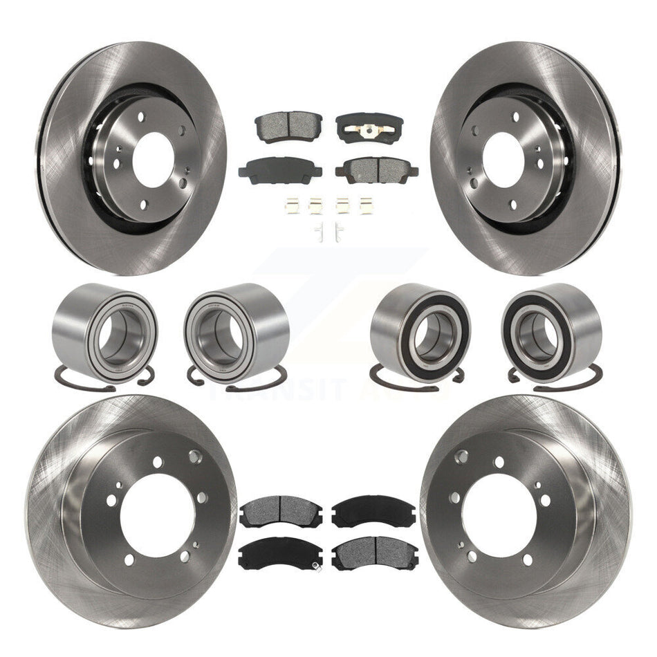 Front Rear Wheel Bearings Disc Brake Rotors And Semi-Metallic Pads Kit (10Pc) For 2005-2006 Mitsubishi Outlander AWD KBB-106874