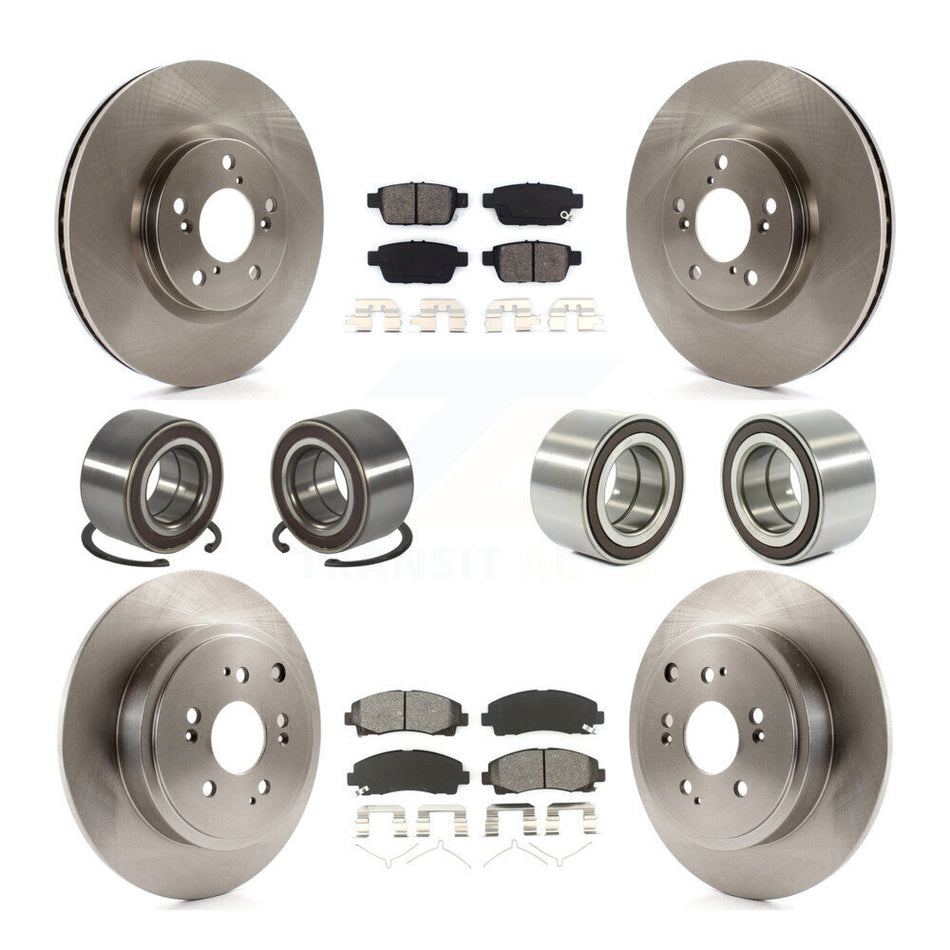 Front Rear Wheel Bearings Disc Brake Rotors And Semi-Metallic Pads Kit (10Pc) For 2006-2014 Honda Ridgeline KBB-106878