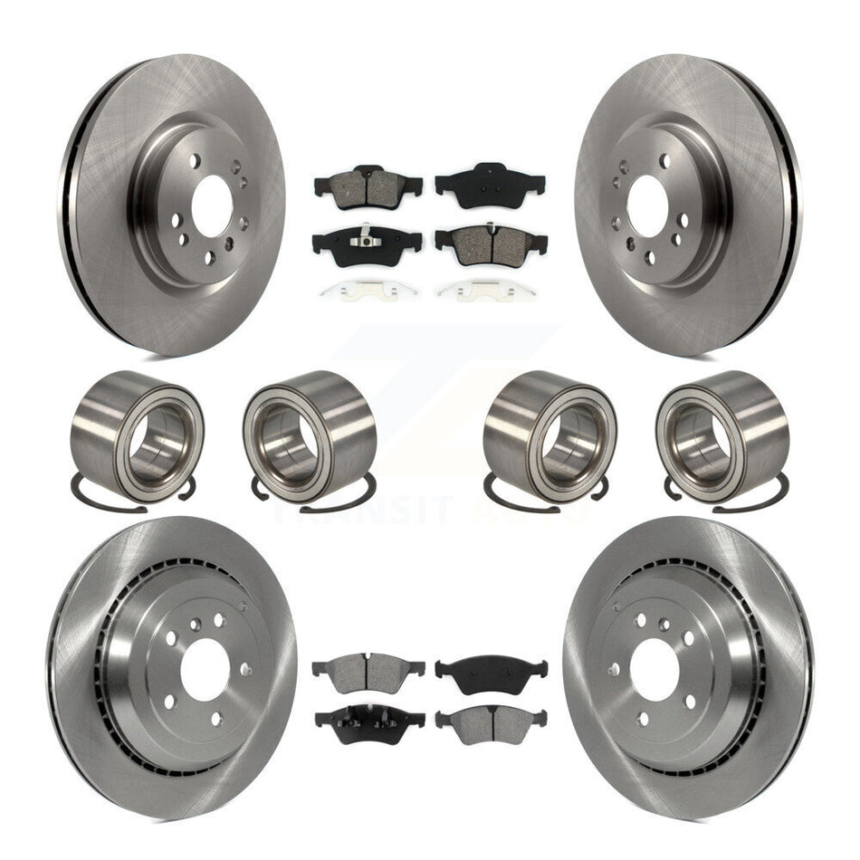 Front Rear Wheel Bearings Disc Brake Rotors And Semi-Metallic Pads Kit (10Pc) For Mercedes-Benz R350 ML500 With Vented Rotor KBB-106886