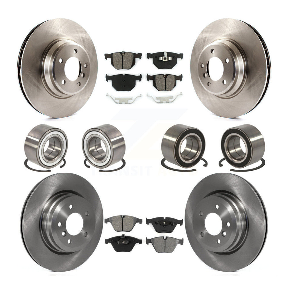 Front Rear Wheel Bearings Disc Brake Rotors And Semi-Metallic Pads Kit (10Pc) For BMW 335i xDrive 335xi KBB-106891