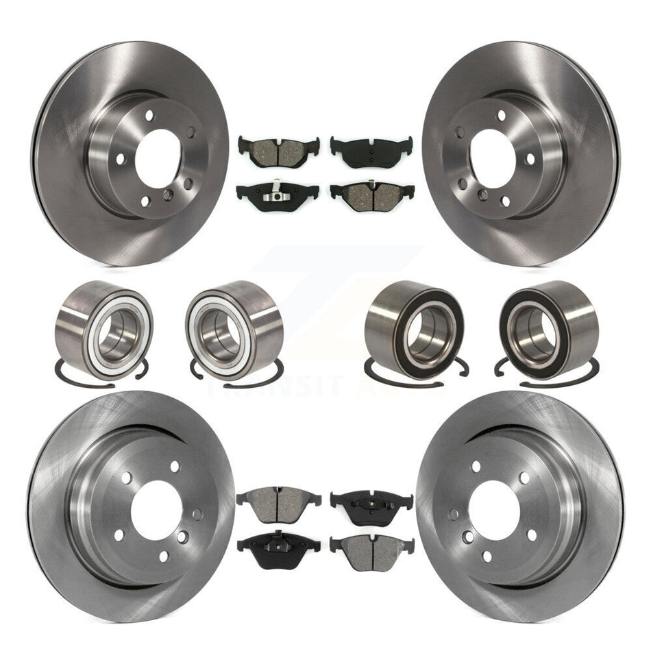 Front Rear Wheel Bearings Disc Brake Rotors And Semi-Metallic Pads Kit (10Pc) For BMW 328i xDrive 328xi KBB-106893