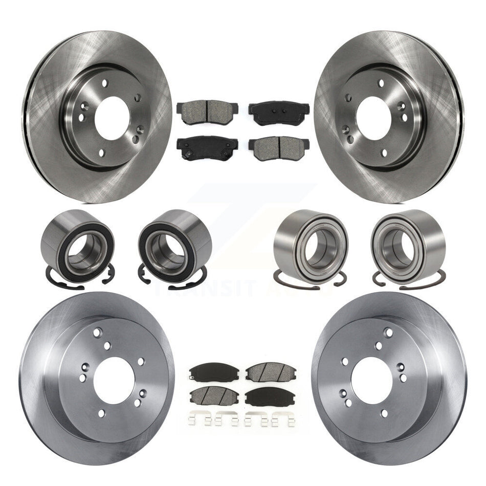 Front Rear Wheel Bearings Disc Brake Rotors And Semi-Metallic Pads Kit (10Pc) For Hyundai Santa Fe With 276mm Diameter Rotor KBB-106895