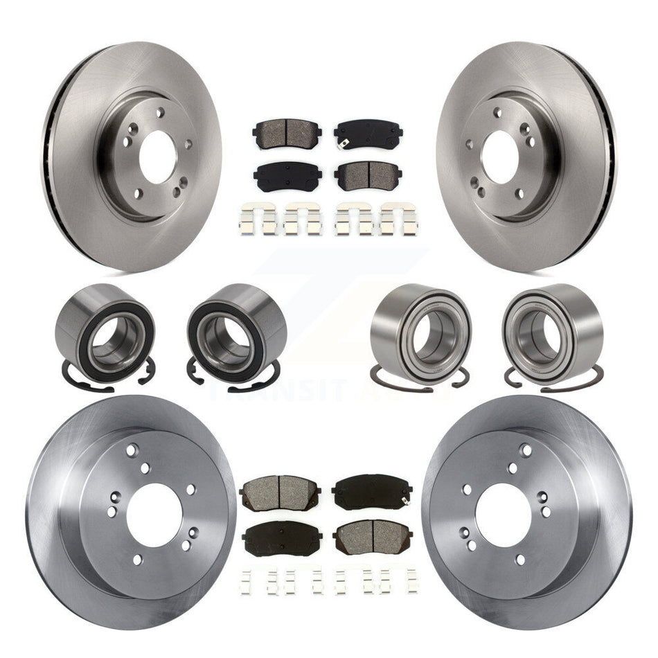 Front Rear Wheel Bearings Disc Brake Rotors And Semi-Metallic Pads Kit (10Pc) For Hyundai Tucson Kia Sportage AWD KBB-106897