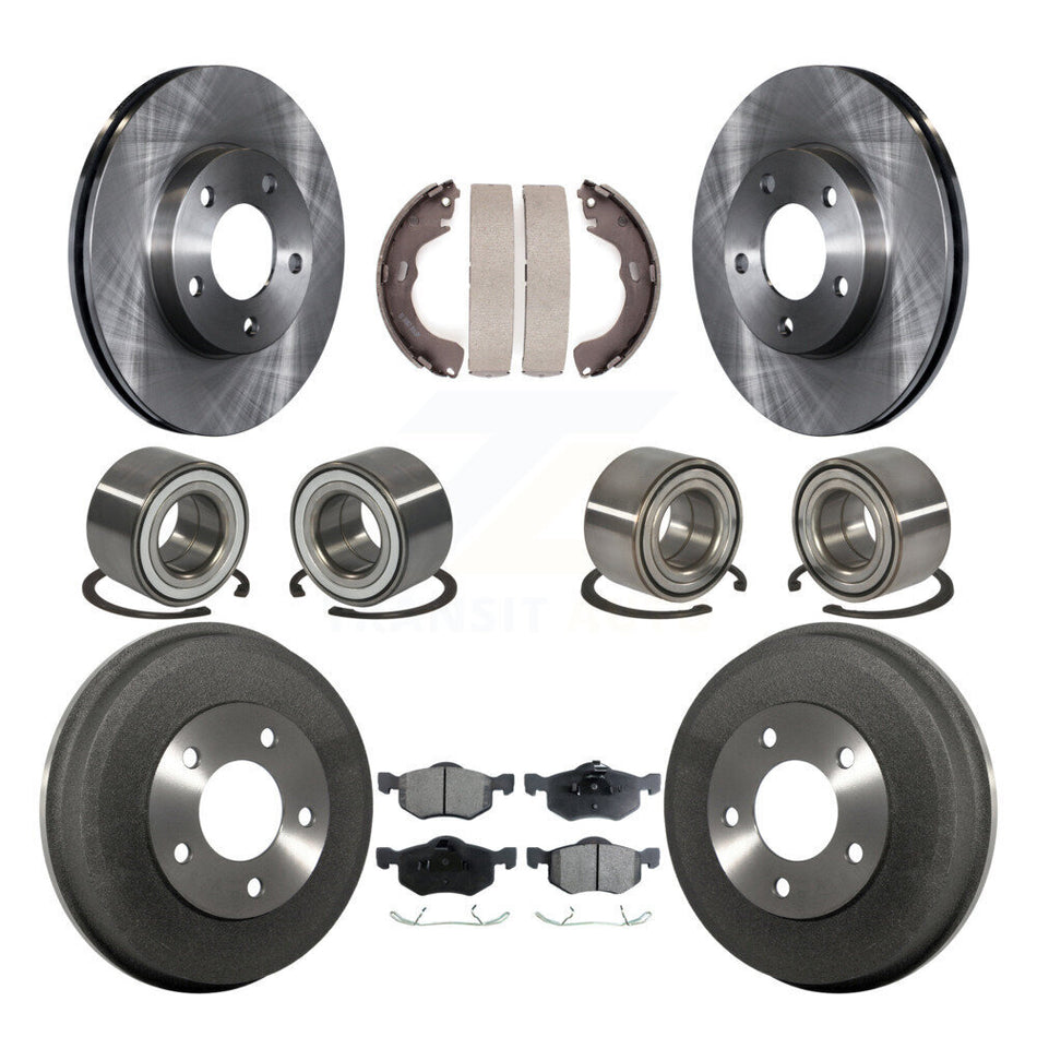 Front Rear Wheel Bearings Disc Brake Rotors And Ceramic Pads Shoes Kit (10Pc) For Ford Escape Mazda Tribute Mercury Mariner KBB-106903
