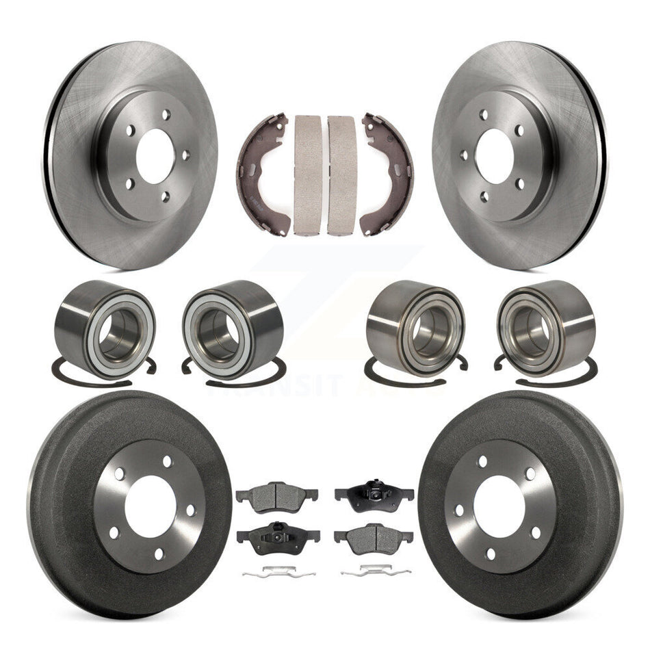 Front Rear Wheel Bearings Disc Brake Rotors And Ceramic Pads Shoes Kit (10Pc) For Ford Escape Mercury Mariner Mazda Tribute KBB-106905