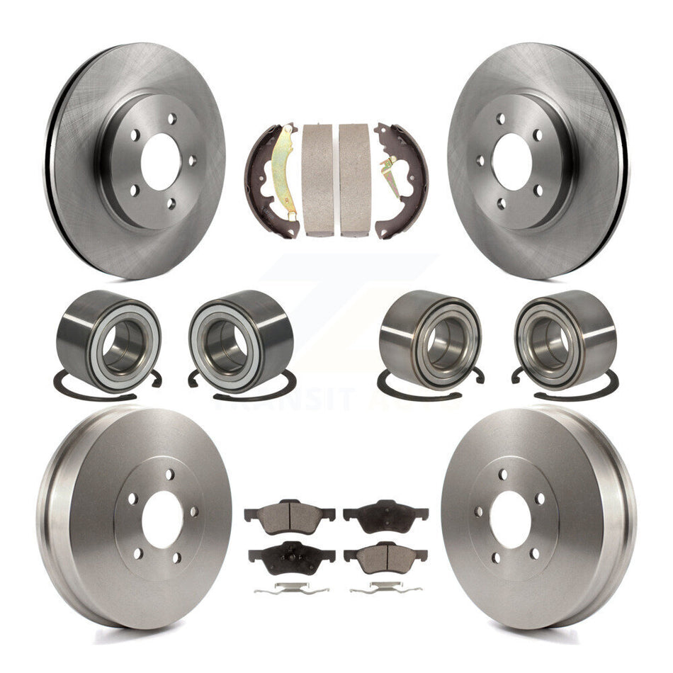 Front Rear Wheel Bearings Disc Brake Rotors And Ceramic Pads Shoes Kit (10Pc) For Ford Escape Mercury Mariner KBB-106908