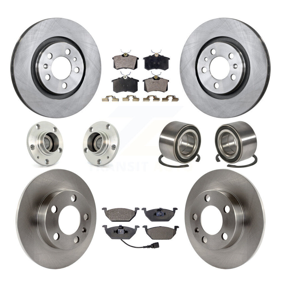 Front Rear Wheel Hub Bearings Assembly Disc Brake Rotors And Ceramic Pads Kit (10Pc) For Volkswagen Beetle Golf Jetta KBB-106911