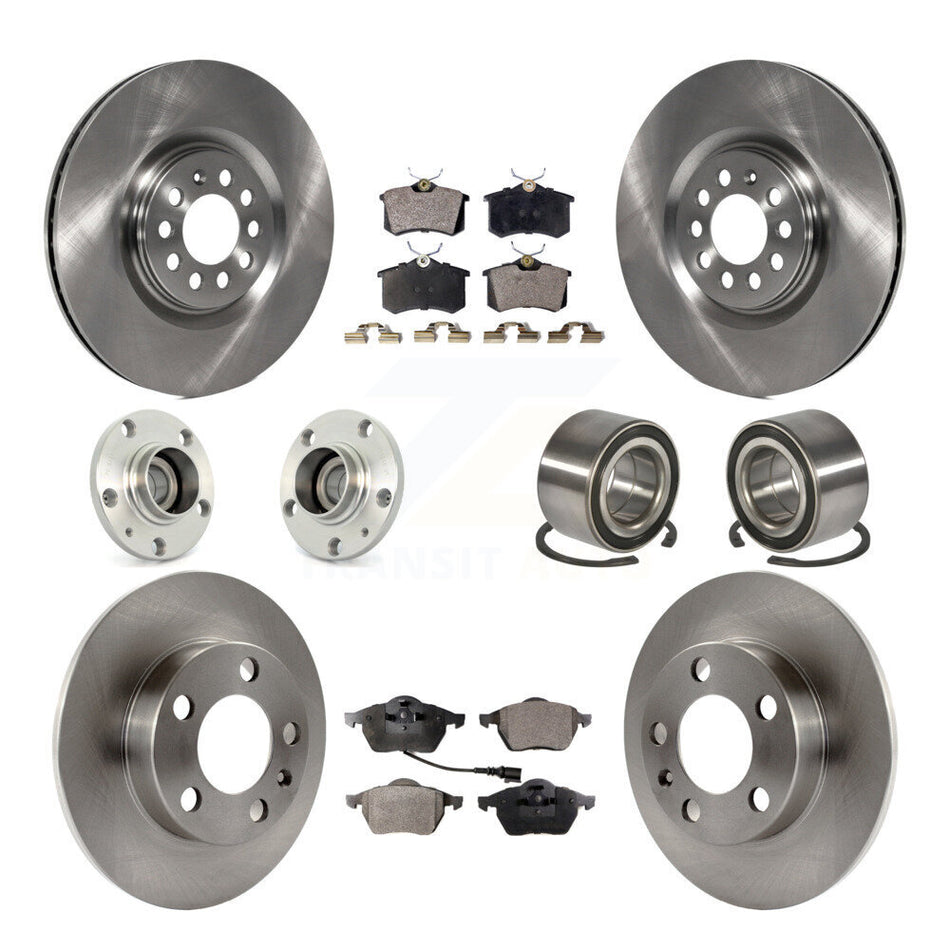Front Rear Wheel Hub Bearings Assembly Disc Brake Rotors And Ceramic Pads Kit (10Pc) For 2000-2006 Audi TT KBB-106915