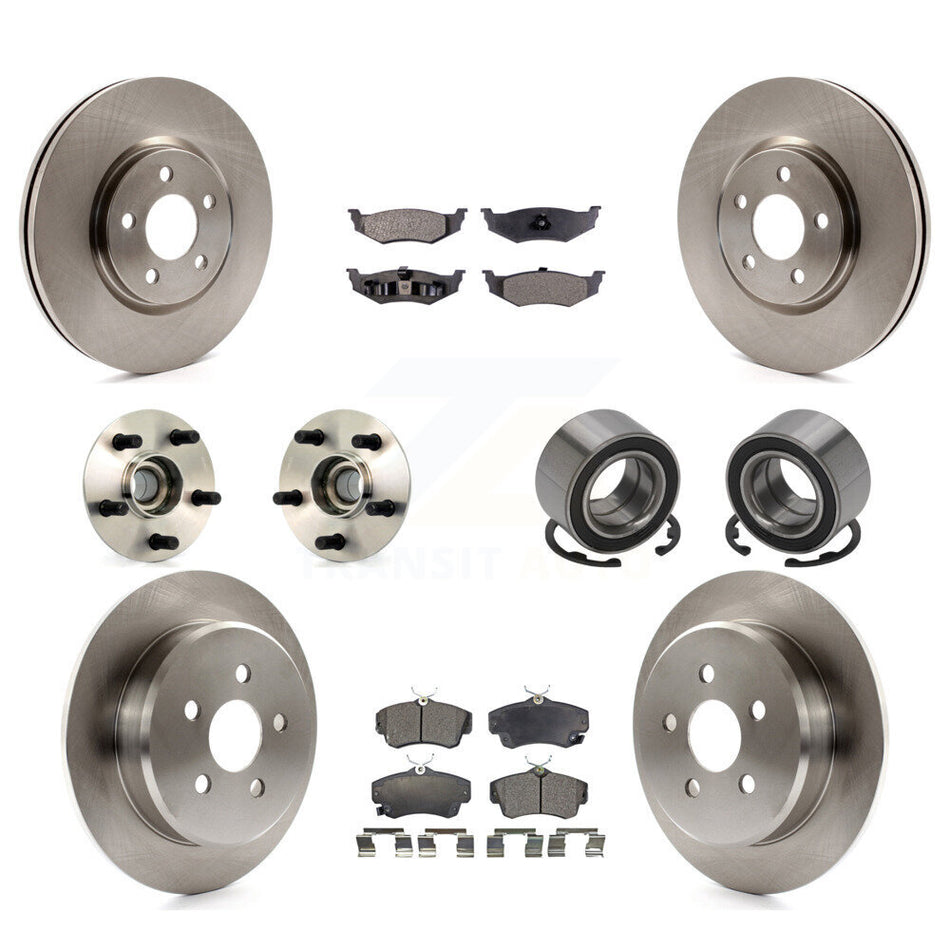 Front Rear Wheel Hub Bearings Assembly Disc Brake Rotors And Ceramic Pads Kit (10Pc) For 2007 Chrysler PT Cruiser Turbocharged KBB-106930