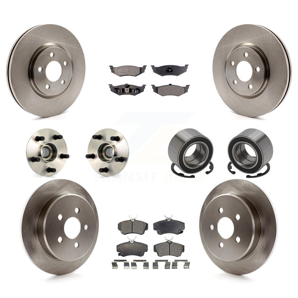 Front Rear Wheel Hub Bearings Assembly Disc Brake Rotors And Ceramic Pads Kit (10Pc) For Chrysler PT Cruiser Dodge Neon KBB-106931
