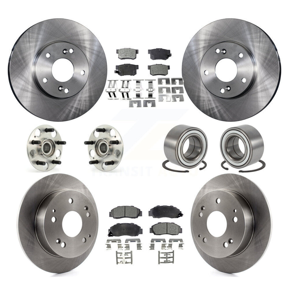 Front Rear Wheel Hub Bearings Assembly Disc Brake Rotors And Ceramic Pads Kit (10Pc) For 1998-2002 Honda Accord 3.0L with rear brakes KBB-106939