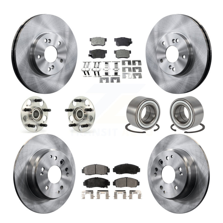 Front Rear Wheel Hub Bearings Assembly Disc Brake Rotors And Ceramic Pads Kit (10Pc) For 1999-2003 Acura TL KBB-106940