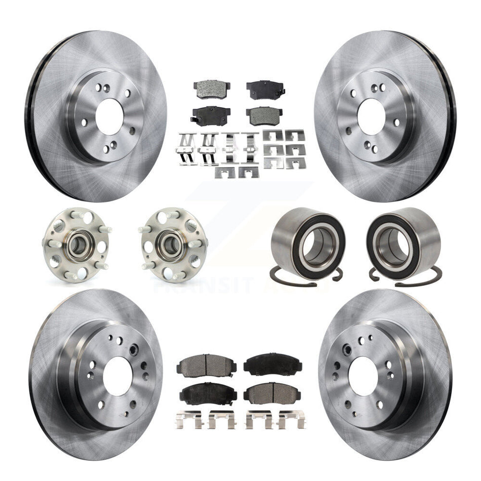 Front Rear Wheel Hub Bearings Assembly Disc Brake Rotors And Ceramic Pads Kit (10Pc) For Acura TL KBB-106963