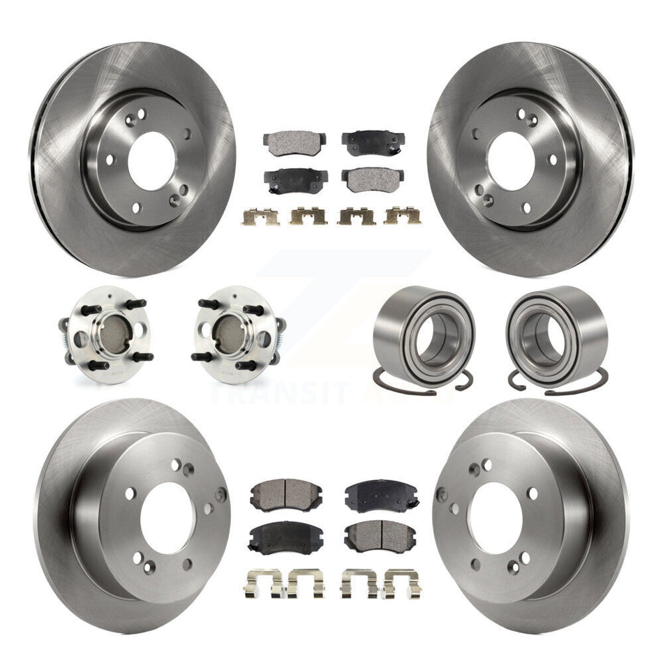 Front Rear Wheel Hub Bearings Assembly Disc Brake Rotors And Ceramic Pads Kit (10Pc) For 2005 Hyundai Sonata 4-Wheel ABS From 03 01 05 KBB-106969