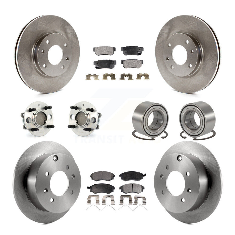 Front Rear Wheel Hub Bearings Assembly Disc Brake Rotors And Ceramic Pads Kit (10Pc) For 2004 Hyundai Sonata 4-Wheel ABS To 09 03 KBB-106971