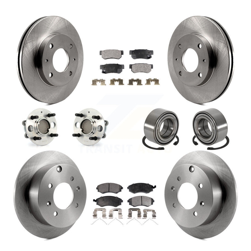 Front Rear Wheel Hub Bearings Assembly Disc Brake Rotors And Ceramic Pads Kit (10Pc) For Hyundai Sonata KBB-106973